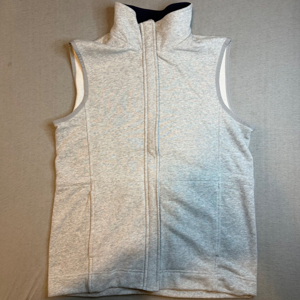 Lands End Serious Sweats Vest Mens Medium Gray Full Zip French Terry Sleeveless